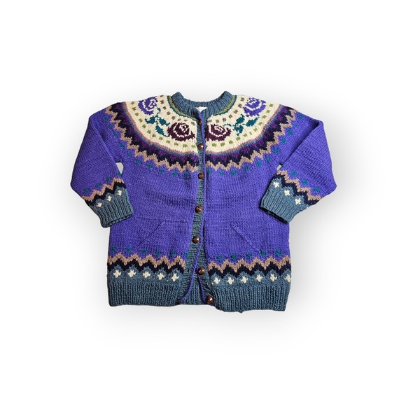 Vintage Sue Dille Designs Ecuadorian Handspun Wool Cardigan Sweater - Picture 2 of 6